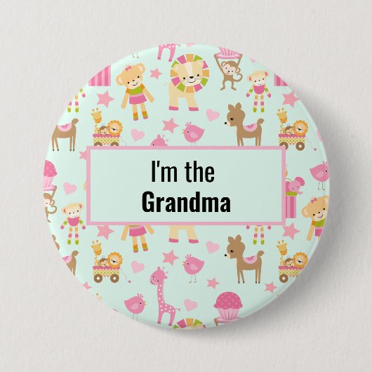 Ik ben het oma Cute Animal Pattern Ronde Button 7,6 Cm (Voorkant)