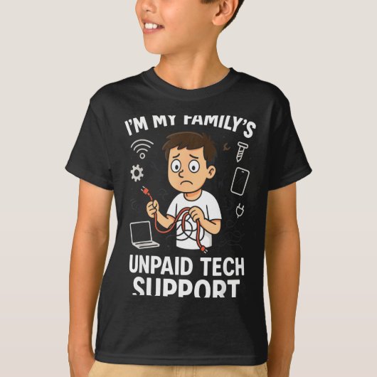 Ik ben het onbetaalde technische ondersteuningscom t-shirt (Voorkant)