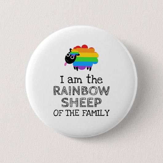 Ik ben het RAINBOW SHEEP van de familie Ronde Button 5,7 Cm (Voorkant)