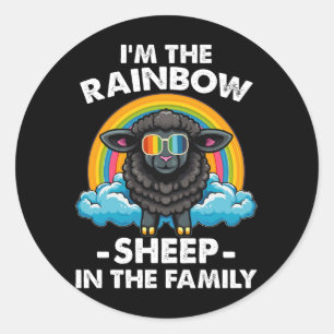 Ik ben het regenboog schaap in de familie Pride Mo Ronde Sticker