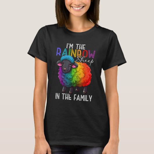 Ik ben het regenboogschaap in de familie voor zwar t-shirt (Voorkant)