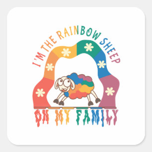 Ik ben het regenboogschaap van mijn familie - Prid Vierkante Sticker