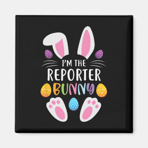 Ik ben het Reporter Bunny Funny Paasdag konijn Magneet