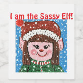 Ik ben het Sassy Elf wijnlabel Wijn Etiket (Enkel label)