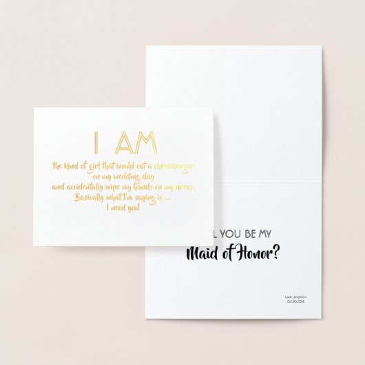 Ik ben het soort meisje - grappig bruidsmeisje voo folie kaarten (Display)