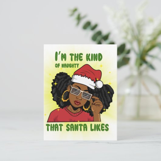 Ik ben het soort ondeugend dat de kerstman als mel feestdagenkaart (Staand voorkant)