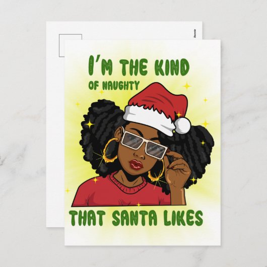 Ik ben het soort ondeugend dat de kerstman als mel feestdagenkaart (Voorkant / Achterkant)