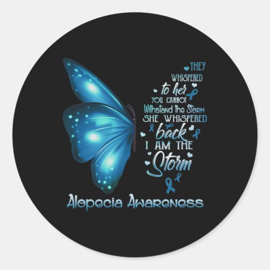 Ik ben het storm Alopecia Awareness Butterfly Ronde Sticker (Voorkant)