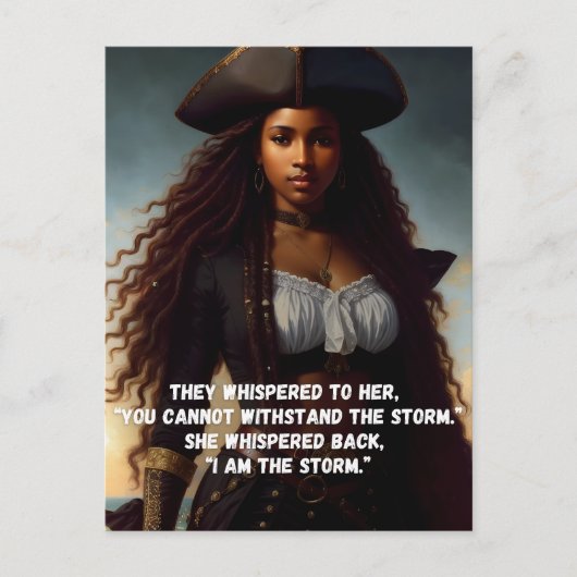 Ik ben het Storm Black Woman Pirate Art Briefkaart (Voorkant)