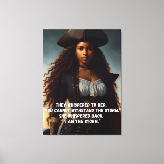 Ik ben het Storm Black Woman Pirate Art Canvas Afdruk (Voorkant)