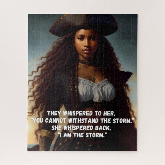 Ik ben het Storm Black Woman Pirate Art Legpuzzel (Verticaal)