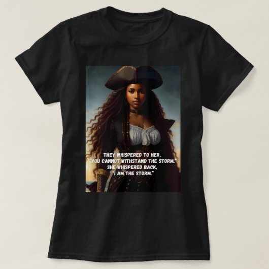 Ik ben het Storm Black Woman Pirate Art T-shirt (Design voorkant)