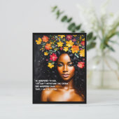Ik ben het Storm Bloemen Waterverf Black Woman Art Briefkaart (Staand voorkant)