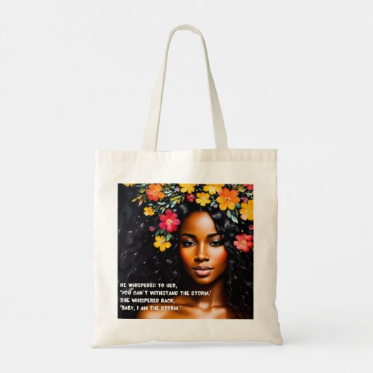 Ik ben het Storm Bloemen Waterverf Black Woman Art Tote Bag (Achterkant)