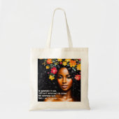 Ik ben het Storm Bloemen Waterverf Black Woman Art Tote Bag (Voorkant)