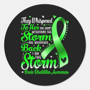 Ik ben het Storm Brain Disabilities Awareness Gree Ronde Sticker