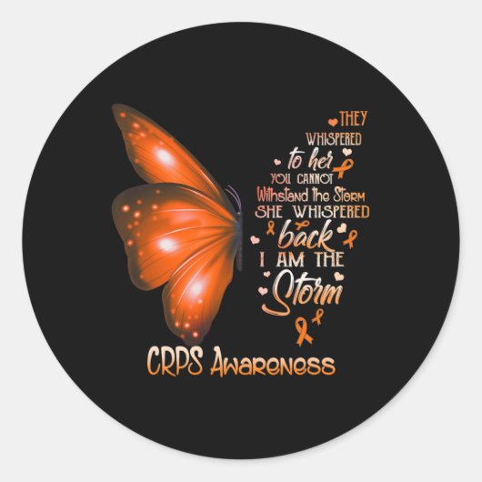 Ik ben het storm CRPS Awareness Butterfly Ronde Sticker (Voorkant)