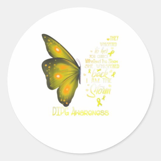 Ik ben het storm DIPG Butterfly Ronde Sticker (Voorkant)