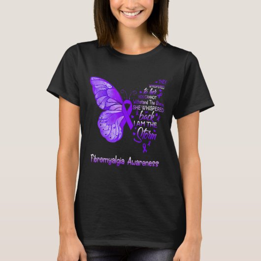 Ik ben het Storm Fibromyalgia Awareness Butterfly T-shirt (Voorkant)