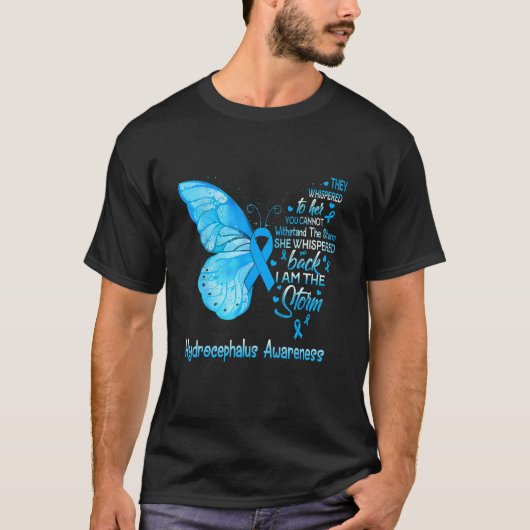 Ik ben het Storm Hydrocephalus Awareness Butterfly T-shirt (Voorkant)