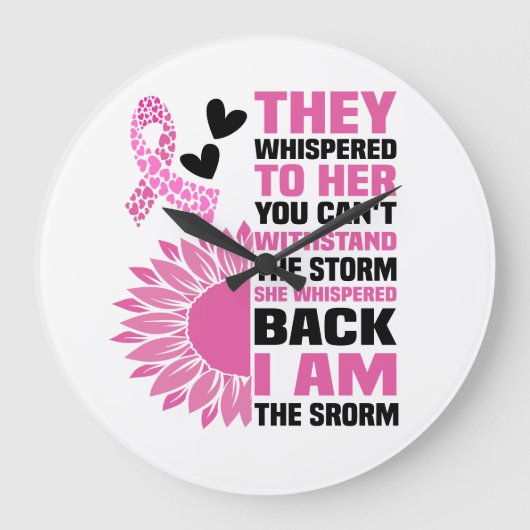 "Ik ben het Storm" Inspirerend Roze Quote Design Grote Klok (Voorkant)