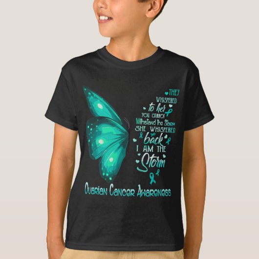 Ik ben het storm Ovarium Cancer Awareness Butterfl T-shirt (Voorkant)