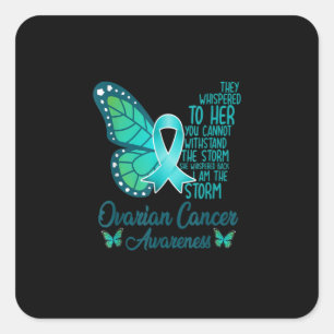 Ik ben het Storm Ovarium Cancer Awareness Butterfl Vierkante Sticker