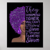 Ik ben het Storm Sterke Black Woman Paars Overdosi Poster (Voorkant)