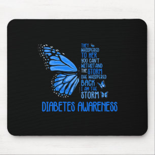 Ik ben het Storm Sterke Vlinder Blauw T1D Diabetes Muismat
