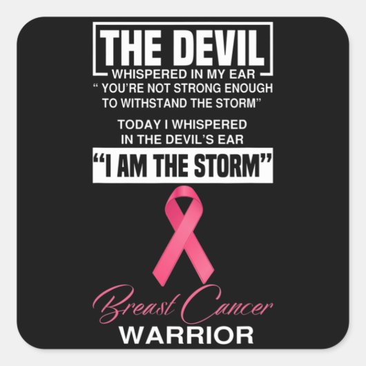 Ik ben het Storm van borstkanker.. roze lint Vierkante Sticker (Voorkant)