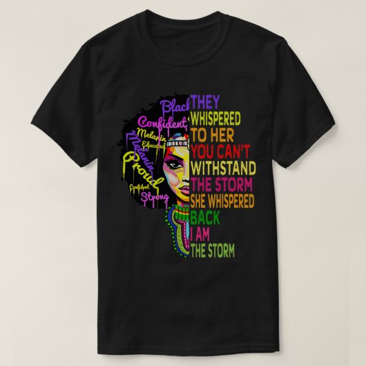 Ik ben het Storm Womens T shirt Juneteenth Black H (Design voorkant)