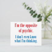 Ik ben het tegenovergestelde van psychisch briefkaart (Staand voorkant)