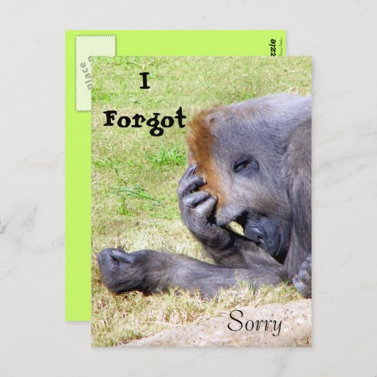 Ik ben het vergeten, het spijt me, ik ben het verg briefkaart (Voorkant / Achterkant)