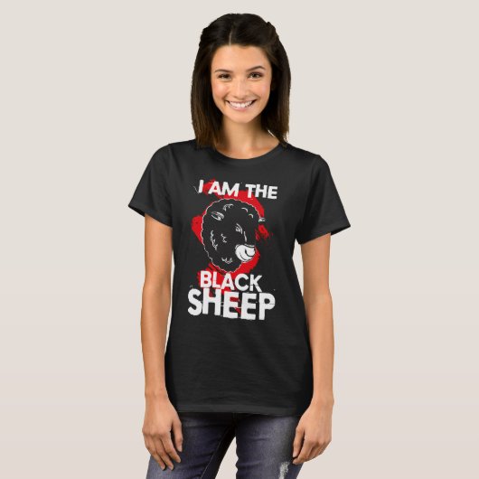 Ik Ben Het Zwarte Schaap Zwart T-shirt (Voorkant volledig)