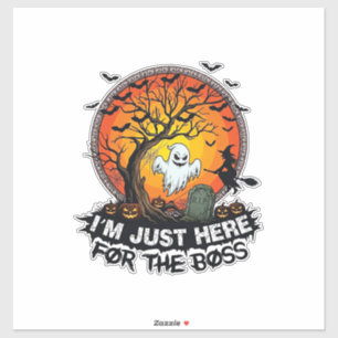 Ik ben hier alleen Baas Halloween Geest Heks Pompo Sticker