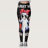 Ik ben hier alleen Boos Halloween Funny Wine Ghost Leggings (Voorkant)
