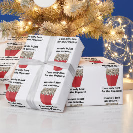 Ik ben hier alleen maar voor de popcorn Grappige s Cadeaupapier