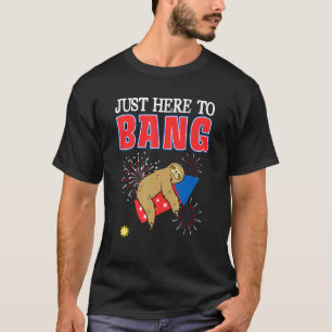Ik ben hier alleen om luiaard met vuurwerk te slaa t-shirt
