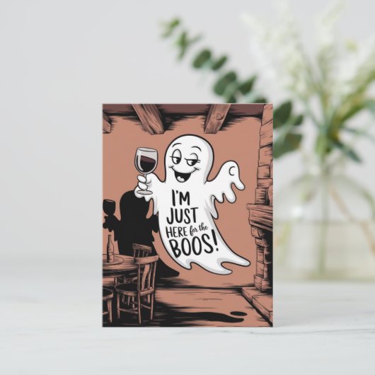 Ik ben hier alleen voor de boeken Funny Ghost with Briefkaart (Staand voorkant)