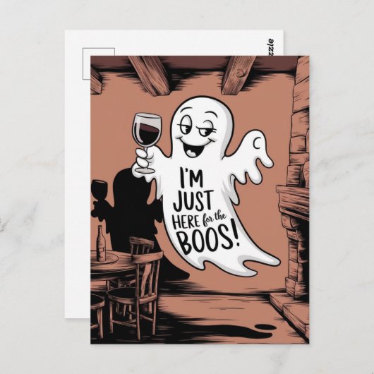 Ik ben hier alleen voor de boeken Funny Ghost with Briefkaart (Voorkant / Achterkant)