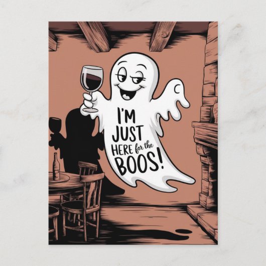 Ik ben hier alleen voor de boeken Funny Ghost with Briefkaart (Voorkant)