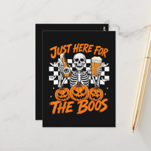Ik ben hier alleen voor de Boos Halloween-skelet Briefkaart