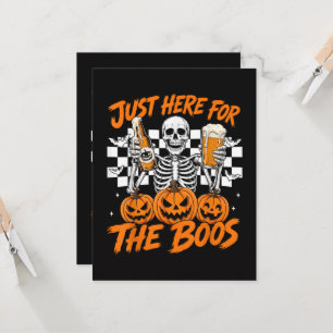 Ik ben hier alleen voor de Boos Halloween-skelet Kaart