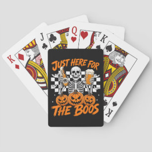 Ik ben hier alleen voor de Boos Halloween-skelet Pokerkaarten