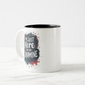 Ik ben hier alleen voor de dopamine tweekleurige koffiemok (Voorkant links)