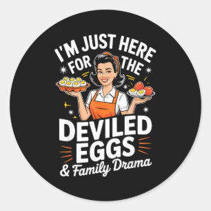 Ik ben hier alleen voor de duivelse eieren Familie Ronde Sticker