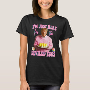 Ik ben hier alleen voor de duivelse eieren - Pink  T-shirt