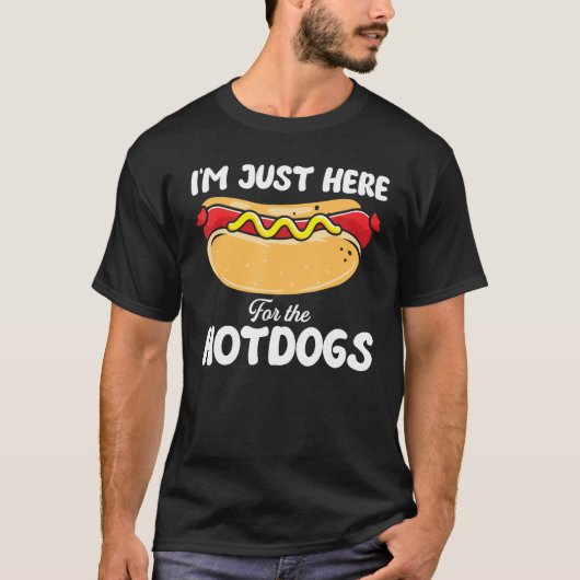Ik ben hier alleen voor de hotdog t-shirt (Voorkant)