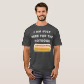 Ik ben hier alleen voor de hotdogs bbq t-shirt (Voorkant volledig)