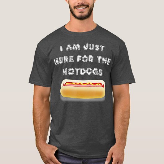 Ik ben hier alleen voor de hotdogs bbq t-shirt (Voorkant)